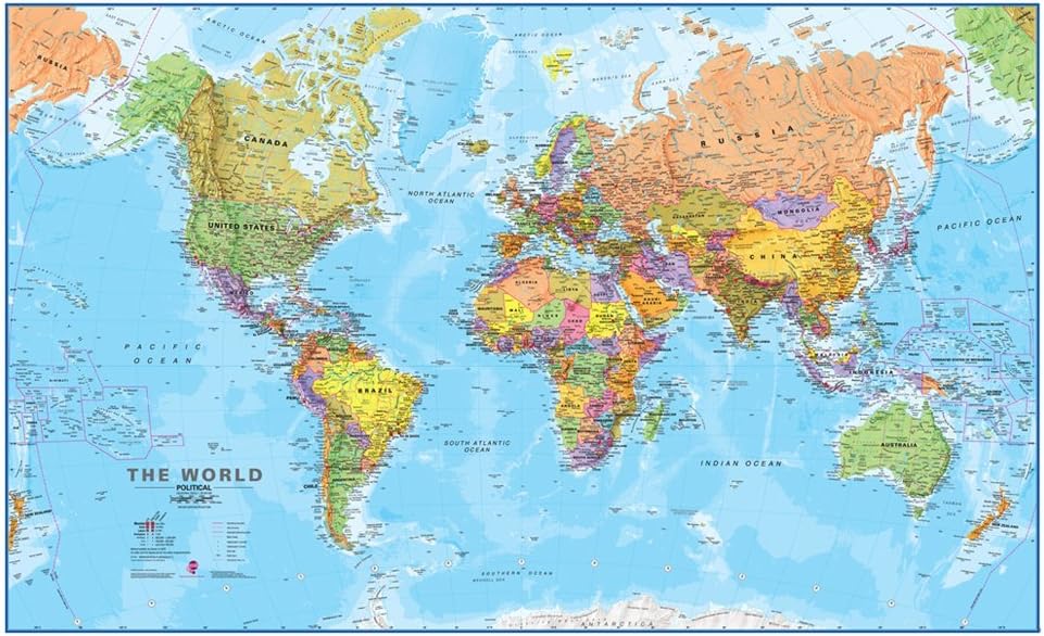 Giant World Map - Mega-Map Of The World 46 x 80 - Laminated - 2026 Updated