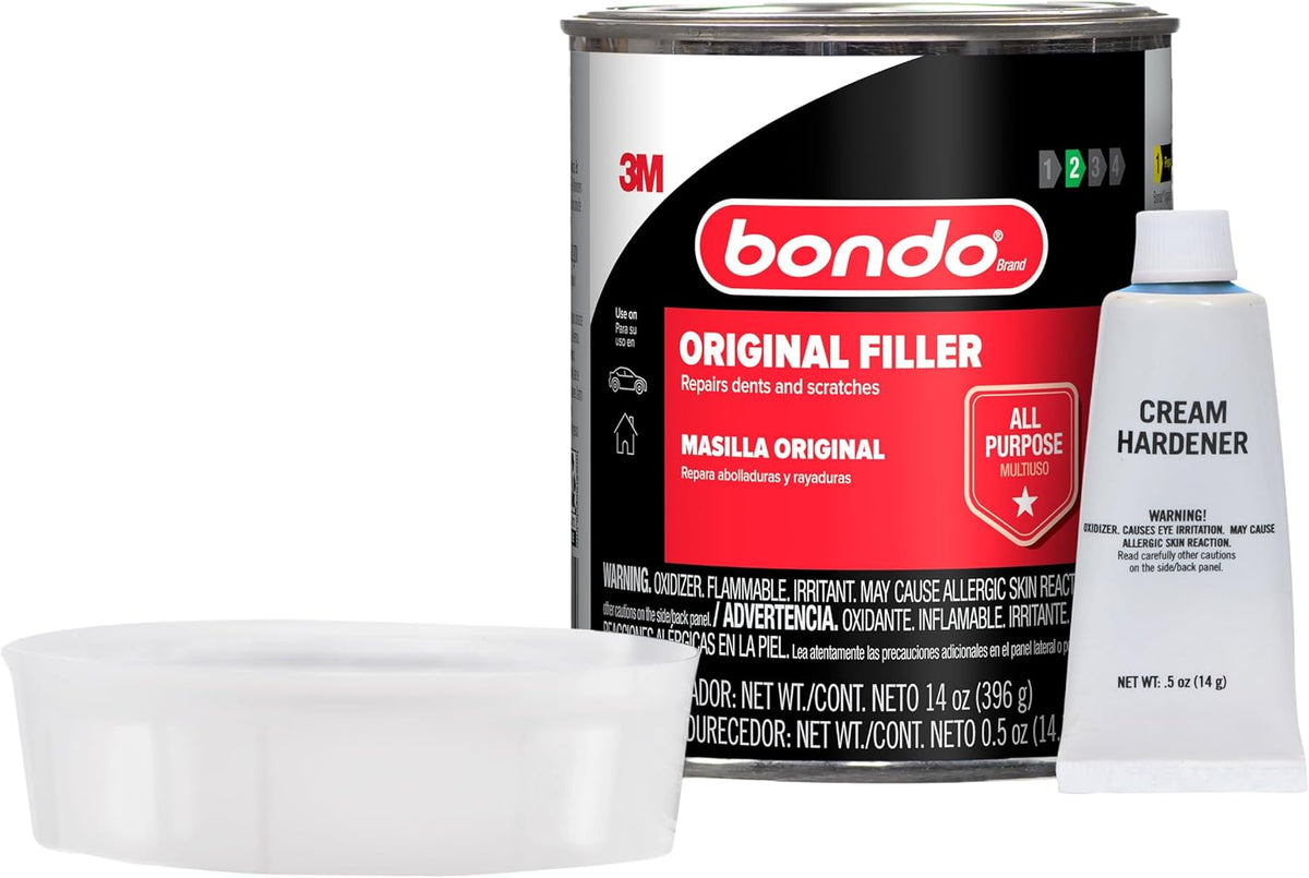 Bondo Body Filler, Original Formula for Fast, Easy Repair & Restoration of your Vehicle, 00261, Filler 14 oz and 0.5 oz Hardener, 1 Can