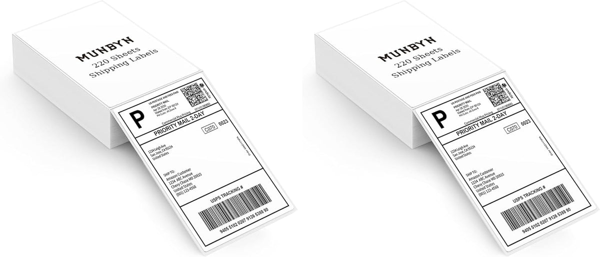 MUNBYN Thermal Direct Shipping Label (Pack of 500 4x6 Per Fanfold Labels) - Commercial Grade