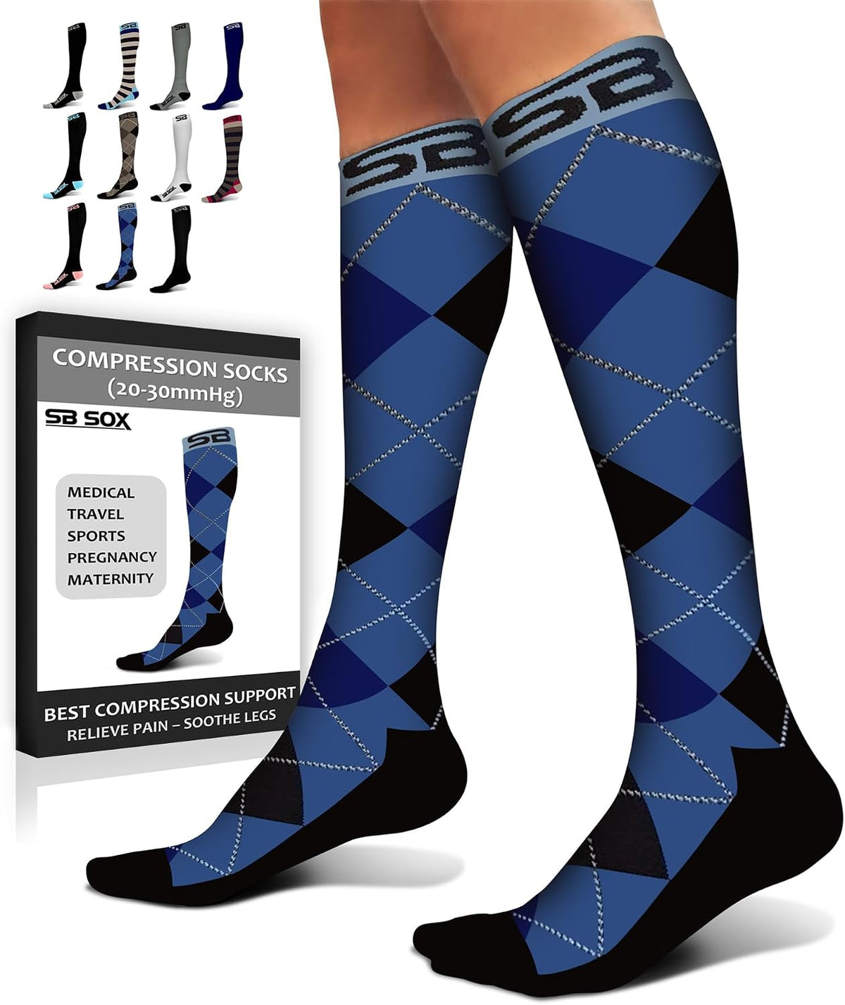 SB SOX Compression Socks for Men & Women (20-30mmHg)