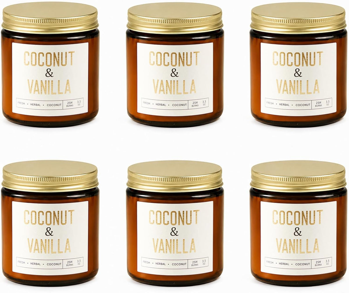 6 Pack Candles for Home Scented Aromatherapy Candle Gift Set for Women Soy Wax Long Lasting Amber Jar Candles Gift for Birthday Mother's Thanksgiving Day Present