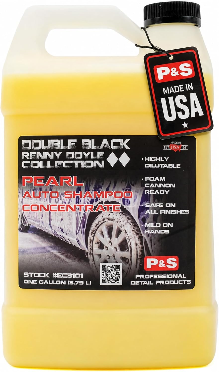 P&S Professional Detail Products Pearl Auto Shampoo – High-Foaming, pH-Balanced Car Wash Soap, Biodegradable, Safe for All Finishes, Lemon Scent, Foam Cannon & Bucket Wash - 1 Gallon