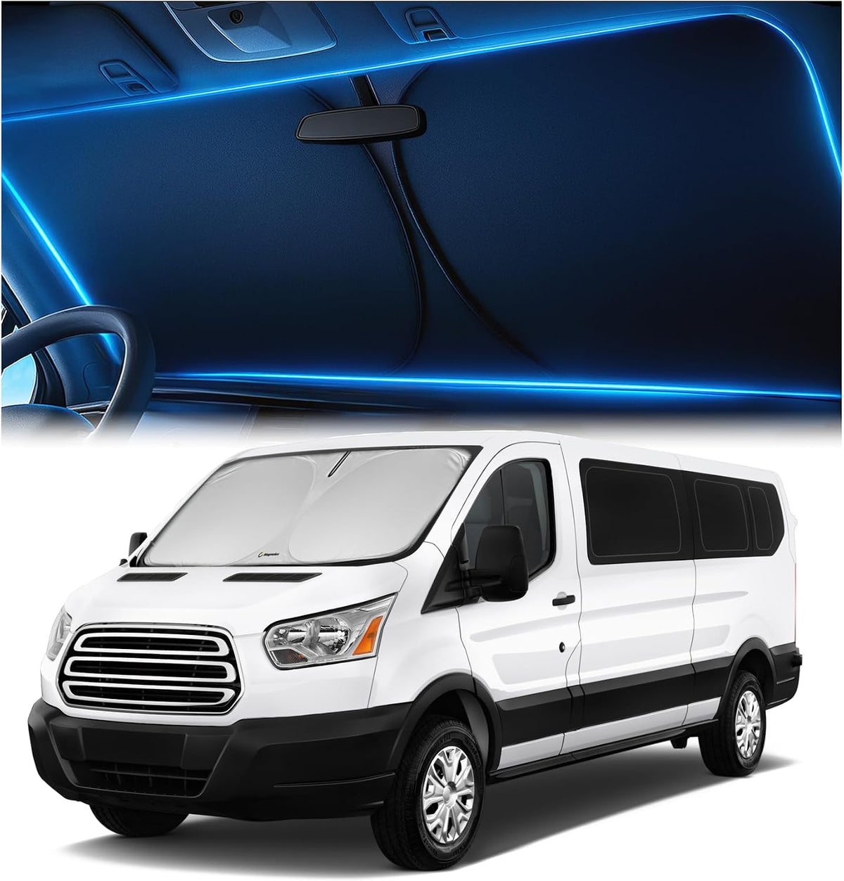 Magnelex Windshield Sun Shade for GMC Sierra 1500 2500 3500 (SLT AT4 Denali) 2019-2026, Foldable Car Window Sunshade, Heat & UV Visor Cover, Reflective Front Shades Accessories