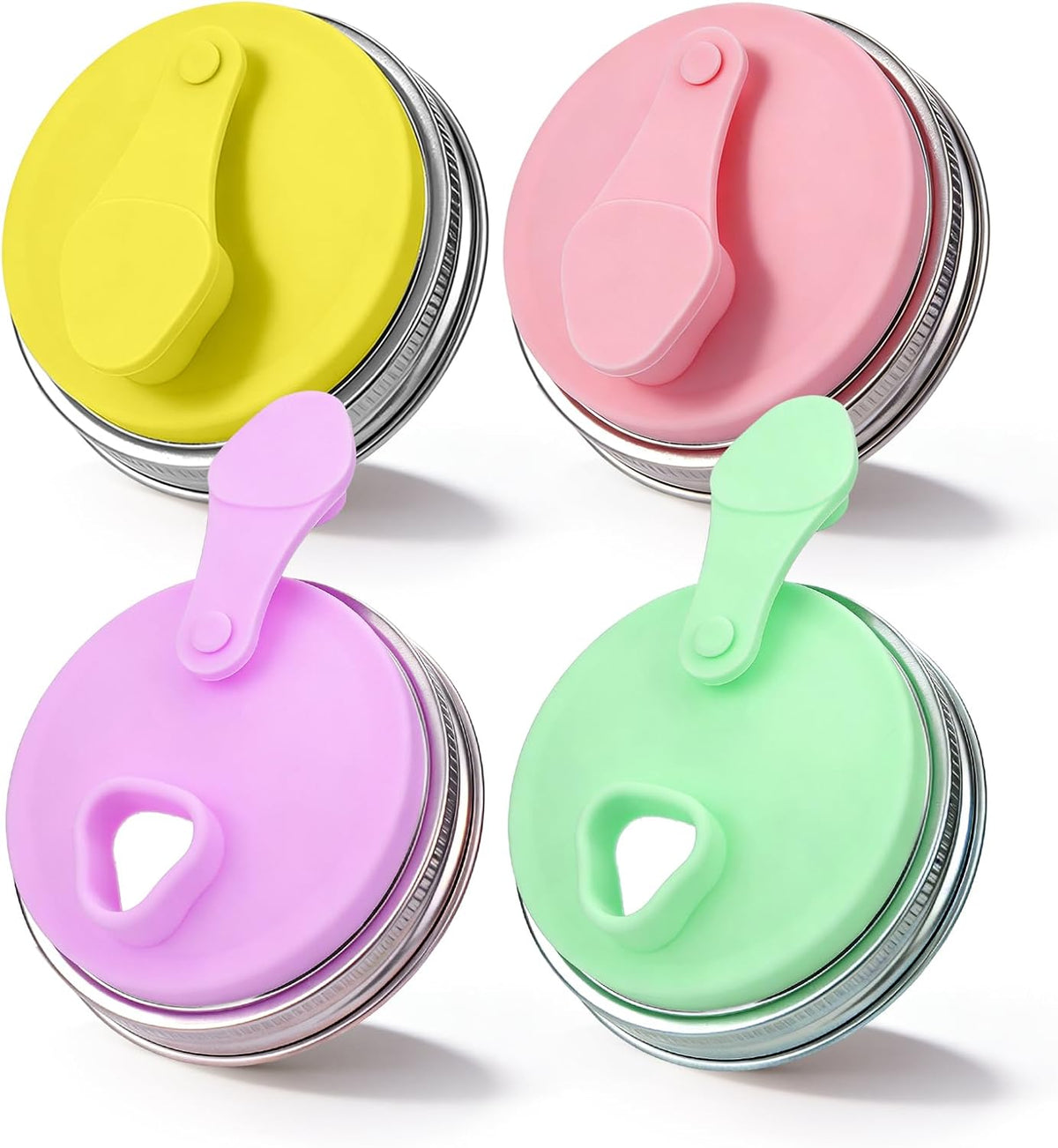 Wide Mouth Mason Jar Drinking Lids, Stainless Steel Sip Lid, 2 Pcs
