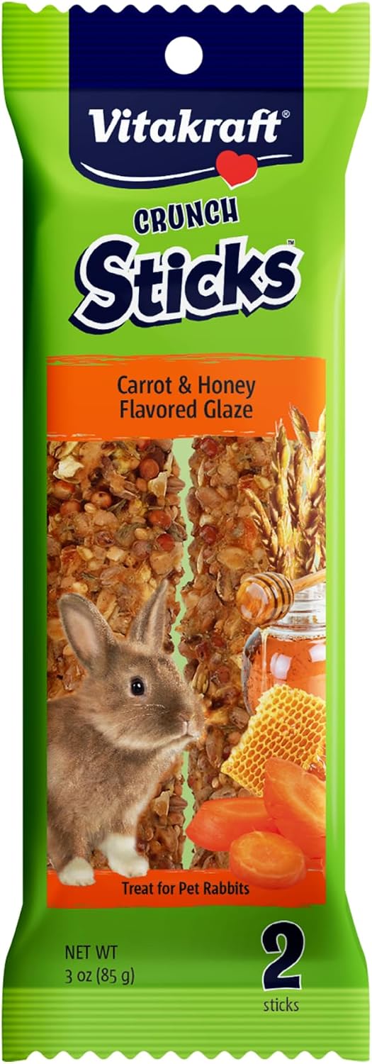 Vitakraft Crunch Sticks Rabbit Treat Wild Berry and Honey Flavor with Natural Grains and Honey Enriched with Essential Nutrients Baked on Wooden Stick to Encourage Chewing and Long Lasting Enjoyment