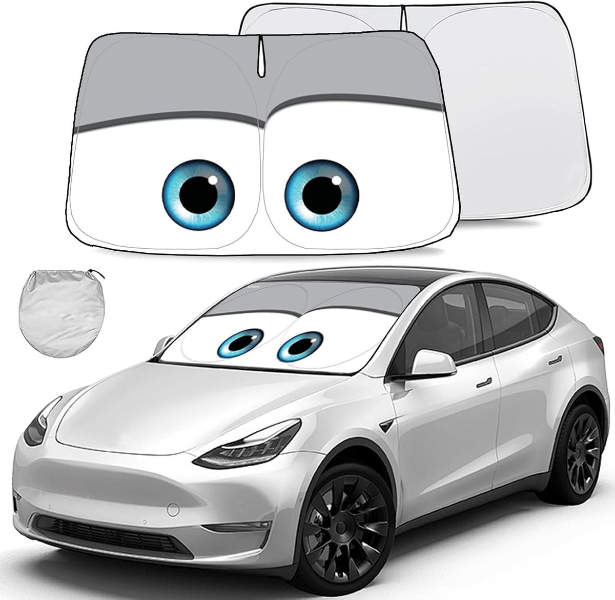 Gven Windshield Sun Shade Universal Fit for Car Window Sunshades Cover Automotive Interior Sun Protector Accessories for Compact& Midsize Sedan,Com& Subcompact SUV,Small Pickup,Wagon (Black, S)