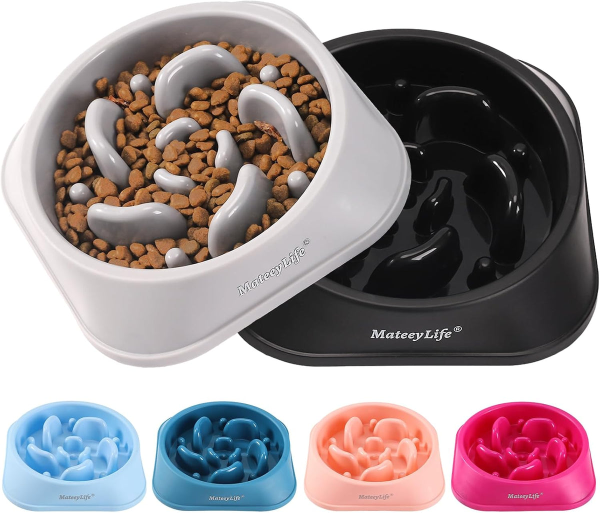 MateeyLife 2-Pack Slow Feeder Dog Bowls, 2 Cups, Dog Puzzle Feeder Bowl | Food-contact safe, dishwasher safe, non-slip base, maze design, for fast eaters, for dogs and cats, daily mealtimes
