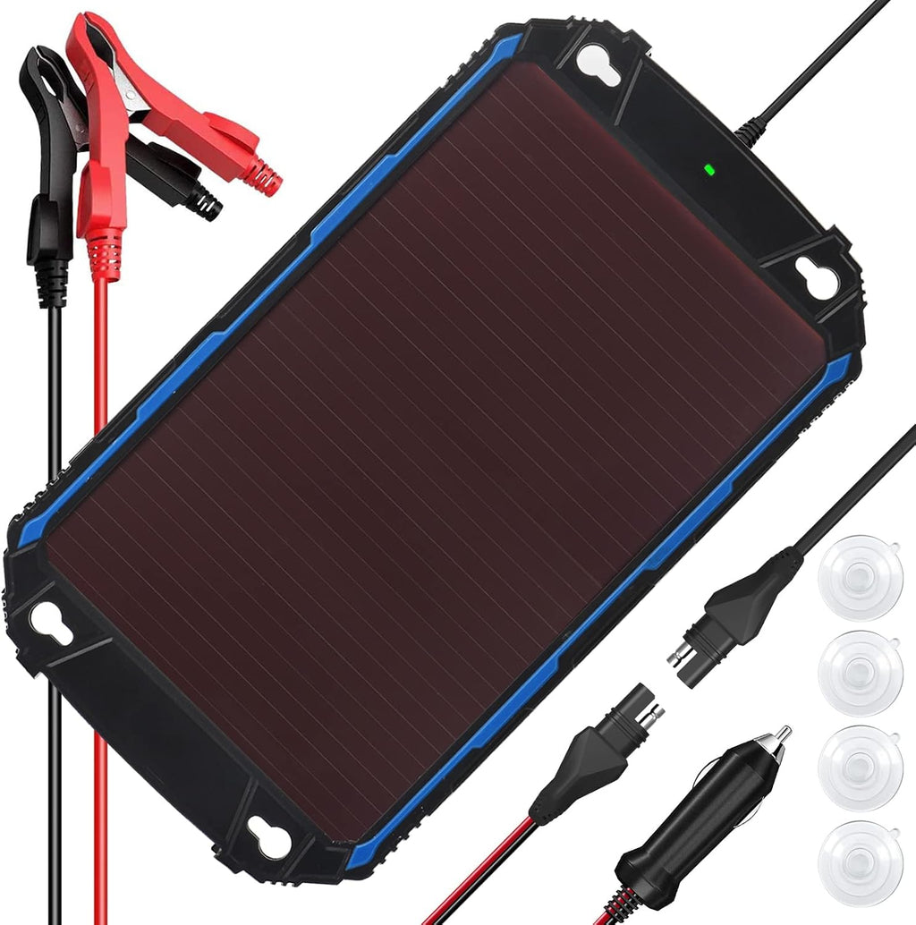 SUNER POWER Waterproof 12W 12V Solar Battery Charger & Maintainer Pro, Built-in UltraSmart MPPT Charge Controller, 12 Volt Solar Panel Trickle Charging Kits for Car Automotive Boat Marine RV Trailer
