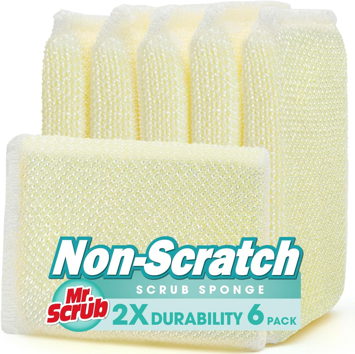 Mr. Scrub All-Purpose Sponges, Non Scratch, for Washing and Cleaning Dishes, Premium Scrub and Scrubbers, 12 Pads, Ideal for Kitchen, Bathroom