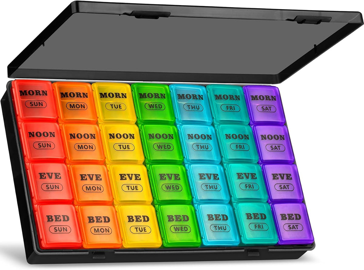 Mossime Pill Organizer 4 Times a Day, XL Weekly AM PM Pill Box, 7 Day Large