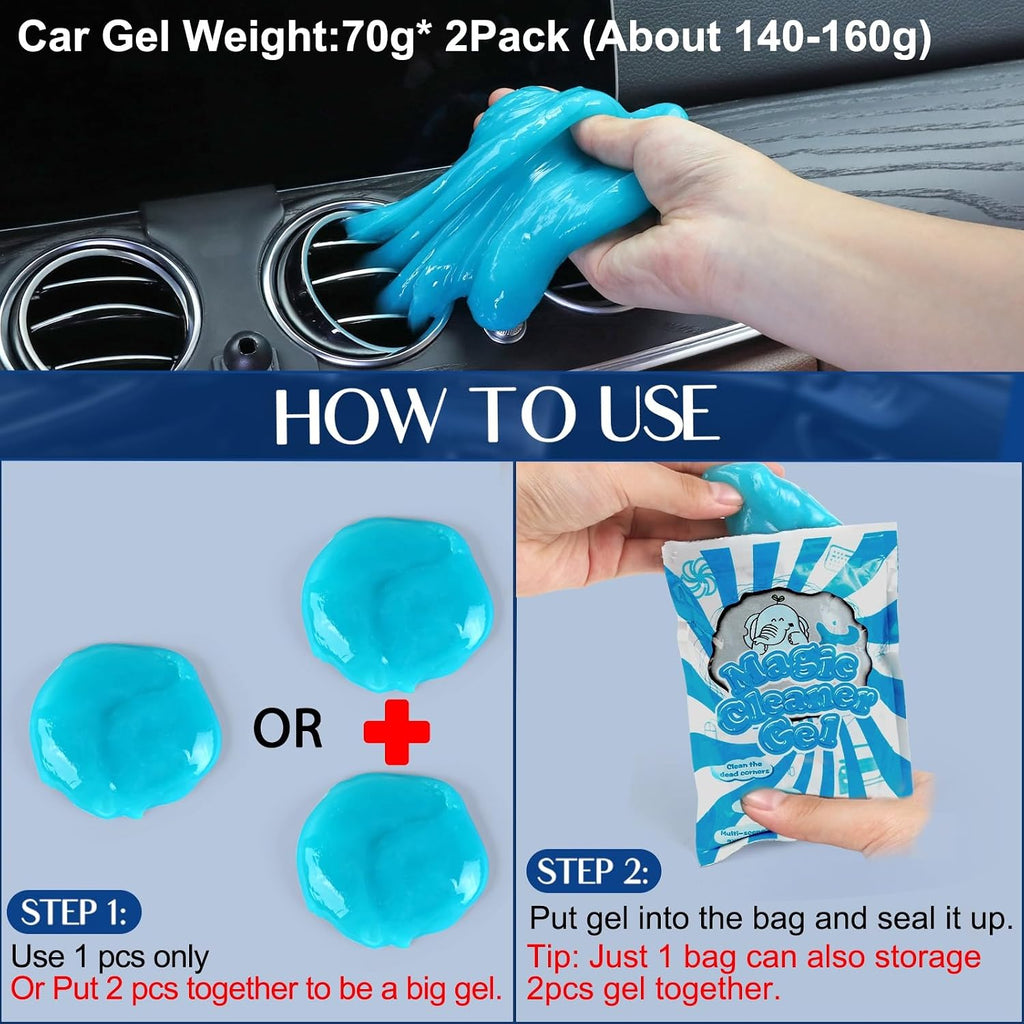 Fitosy Car Interior Duster Detail Brush Cleaning Gel Kit, Dust Remover