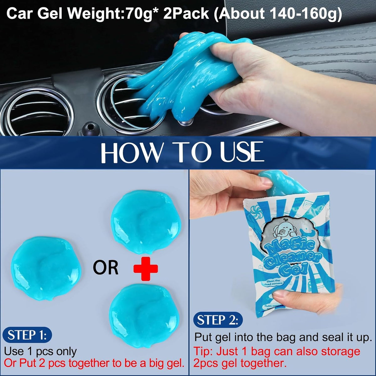 Fitosy Car Interior Duster Detail Brush Cleaning Gel Kit, Dust Remover