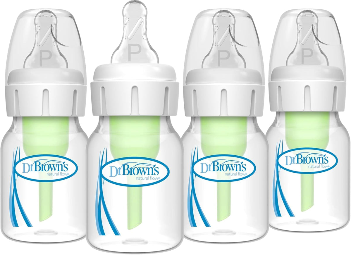 Dr. Brown's Anti-Colic Options+ Narrow Baby Bottle, Pink Floral, 4-Pack