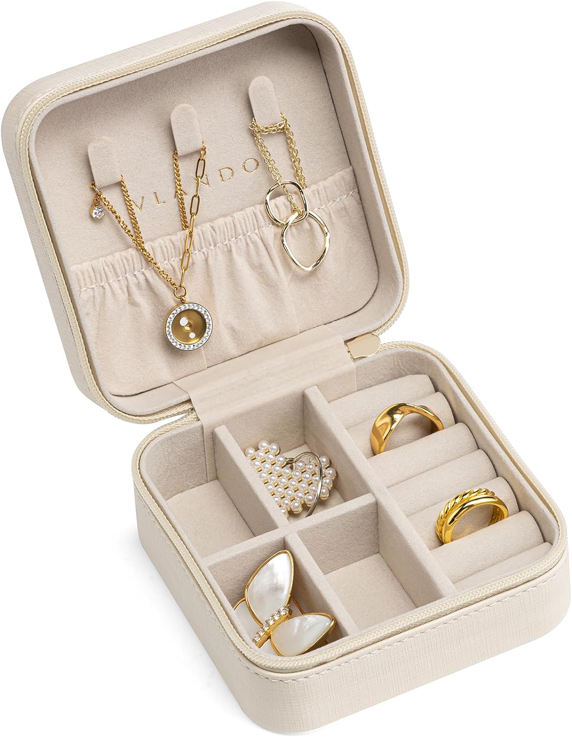 VLANDO Travel Jewelry Case, Compact Design, Necklace Hook, Anti-Tangle