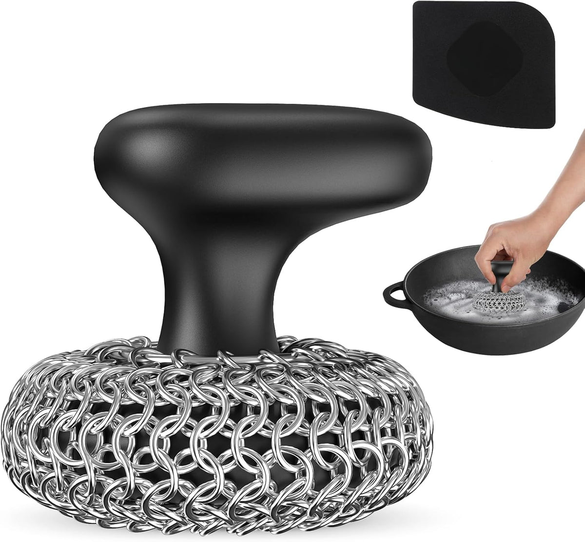 Cast Iron Scrubber Dish Scrub Brush 316 Chainmail Scrubber for Cast Iron