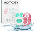 Momcozy Baby Teether Toys | Food Grade Silicone Teething Relief 0-6 Months | Toy 6-12 Months | Baby Essential | Green and Pink