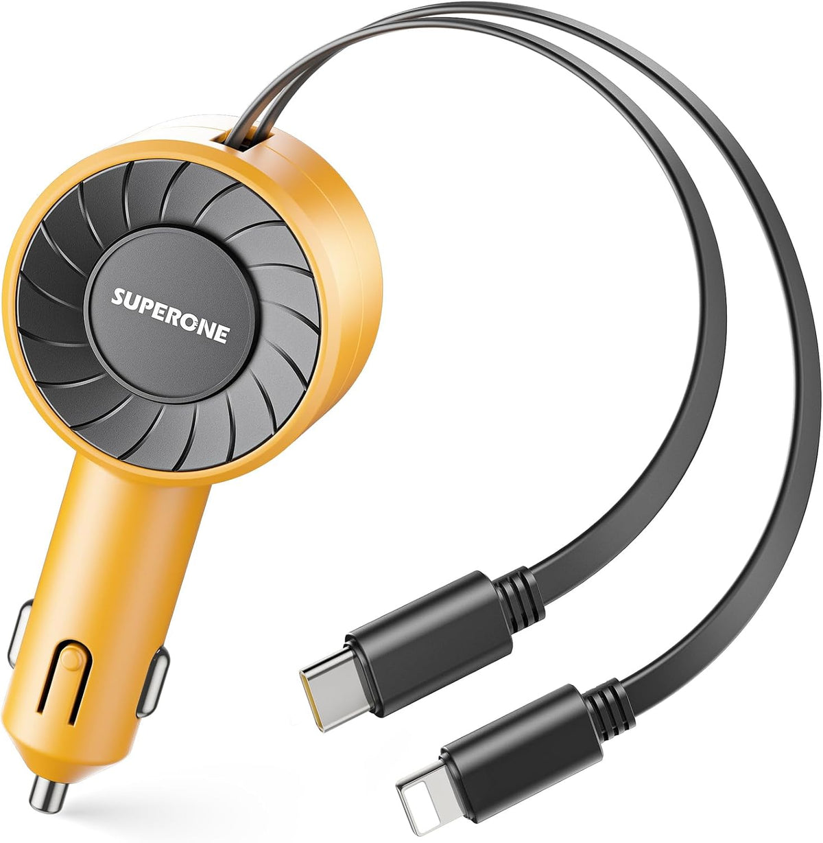 SUPERONE Retractable USB C Car Charger, 69W 4-in-1 Fast Charging Adapter