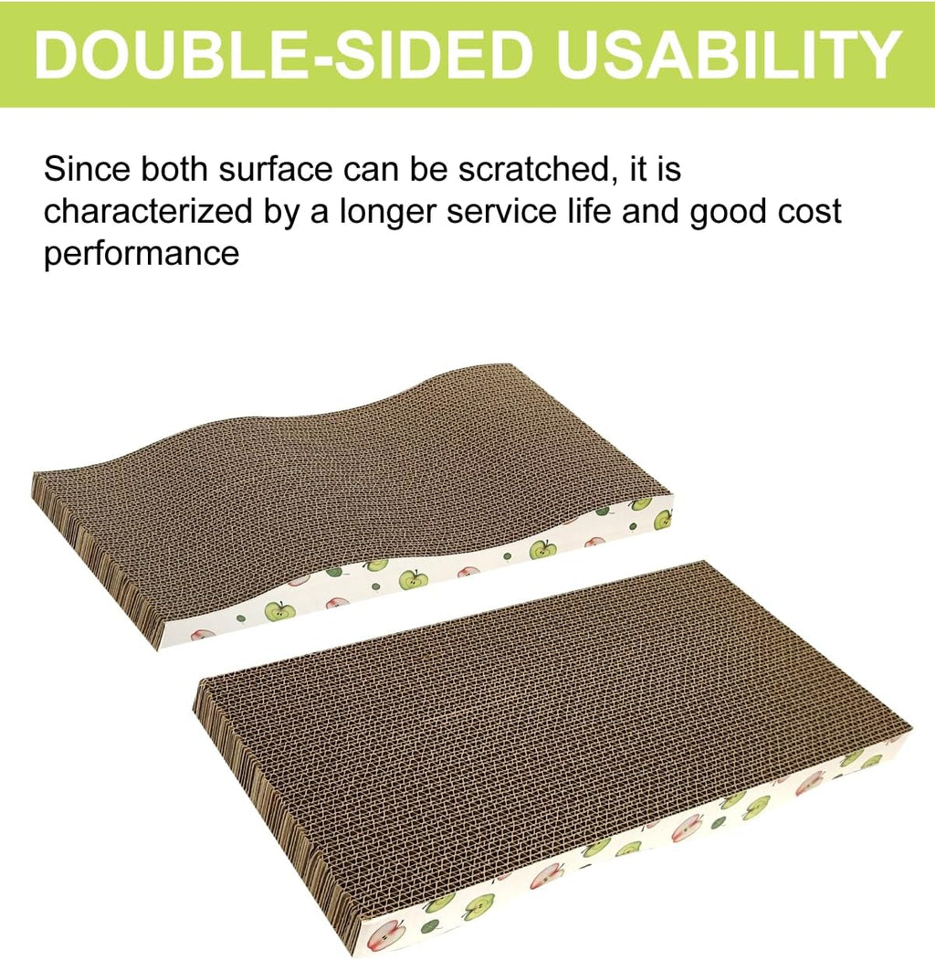 TIMHAKA Cat Scratching Board, Corrugate Cat Scratcher for Indoor Cats with Catnip, Cat Scratch Pad with Premium Scratch Textures Design, Cardboard Cat Scratcher with Double-Sided Usability (Pack of 2)