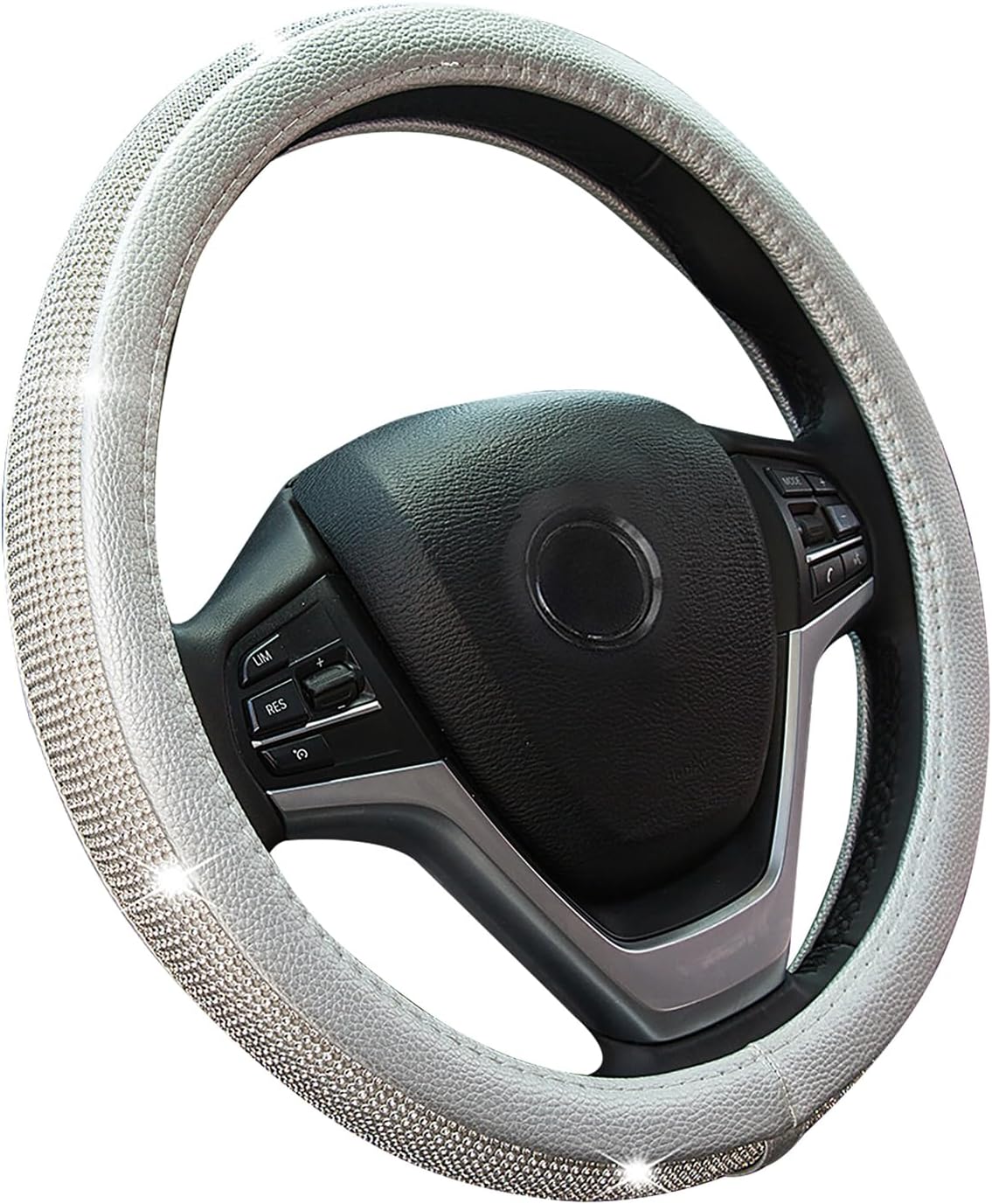 New Diamond Leather Steering Wheel Cover with Bling Crystal Rhinestones