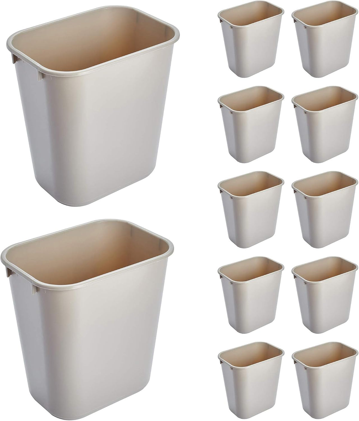 Rubbermaid Commercial Products Deskside Wastebasket/Trash Can, 10.25-Gallon/41-Quart, Gray, Plastic, Garbage Can for Home/Office, Fits Under Desk/Sink/Cabinet