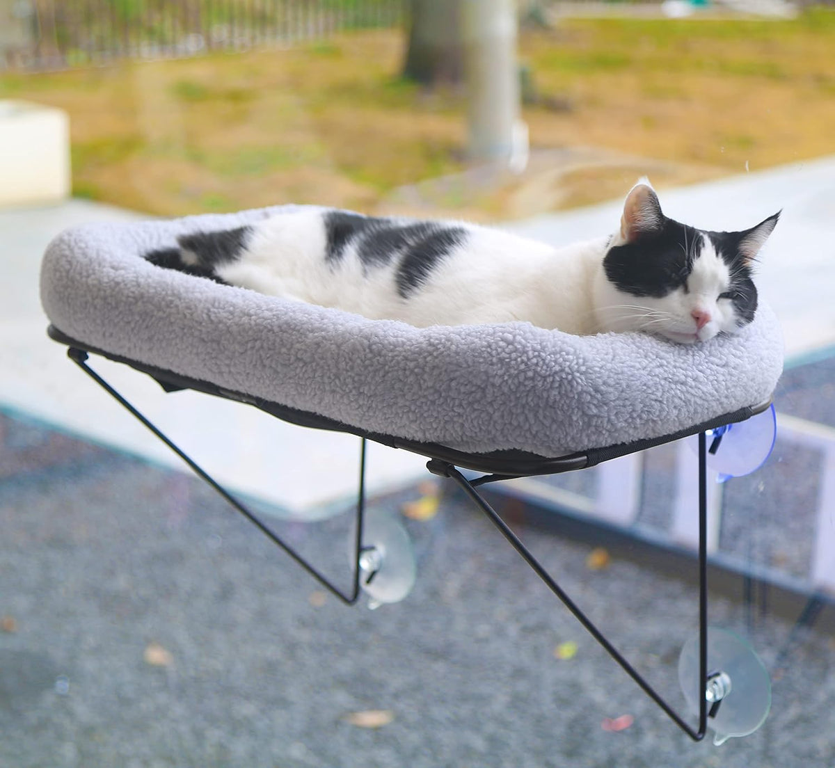 Zakkart Cat Window Perch, 100% Metal Supported from Below (White)