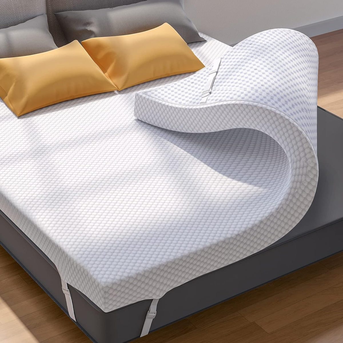 PERLECARE Queen 3 Inch Gel Memory Foam Mattress Topper with Cover