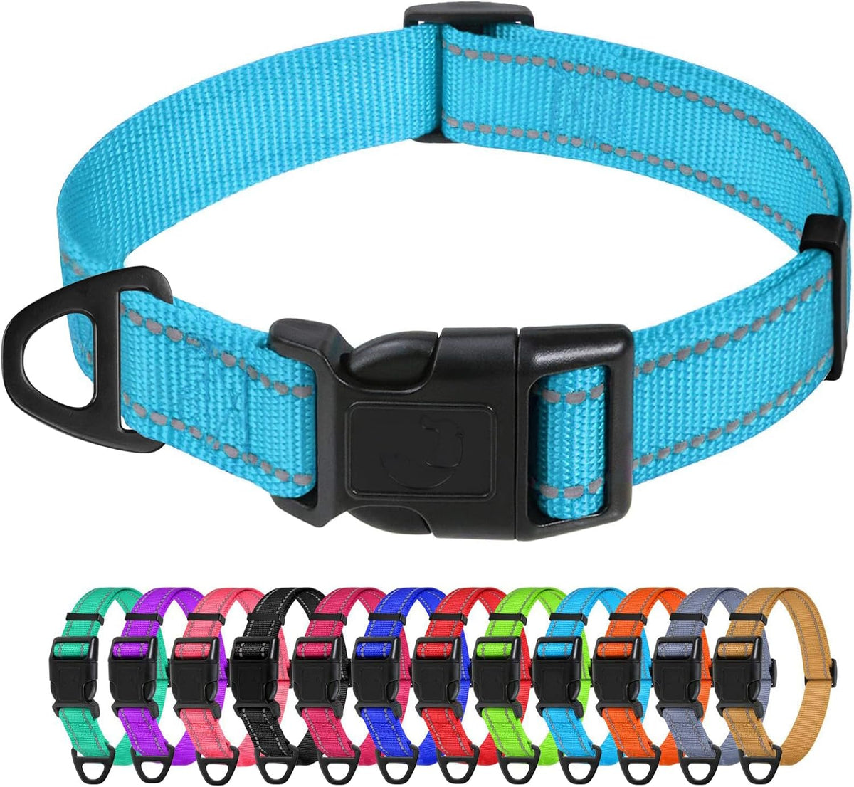 TagME Small Dog Collar, Reflective Puppy Collar, Sky Blue, 3/8" Width