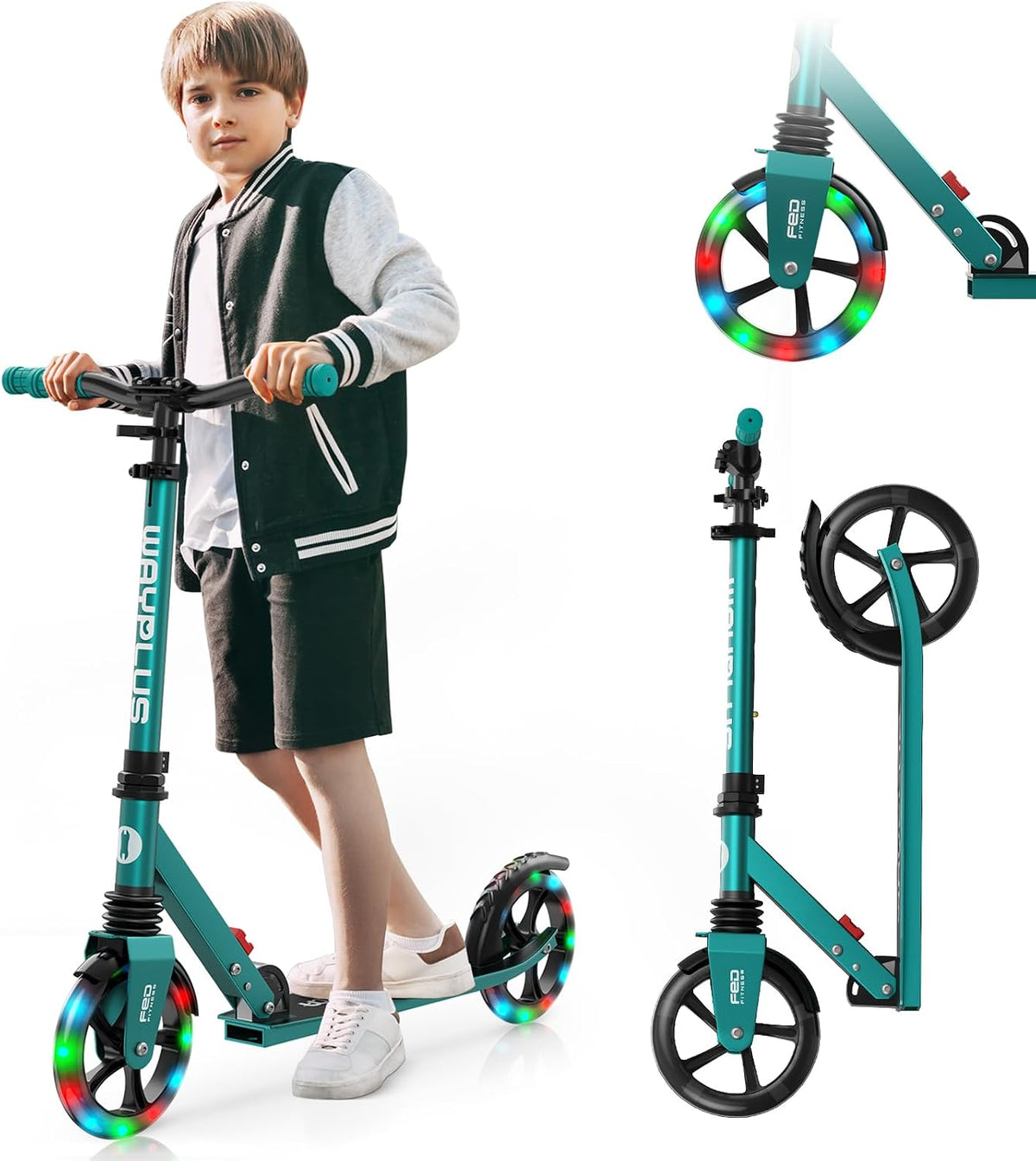 WAYPLUS Kick Scooter for Ages 6+,Kid,Teens & Adults.8 Big Wheels,240lb