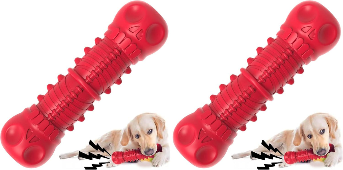 ZIKATON Dog Squeaky Toys for Aggressive Chewers, Durable Chew Toys for Large Medium Breed Dog, Dog Toys, Tough Durable Dogs Toys with Natural Rubber