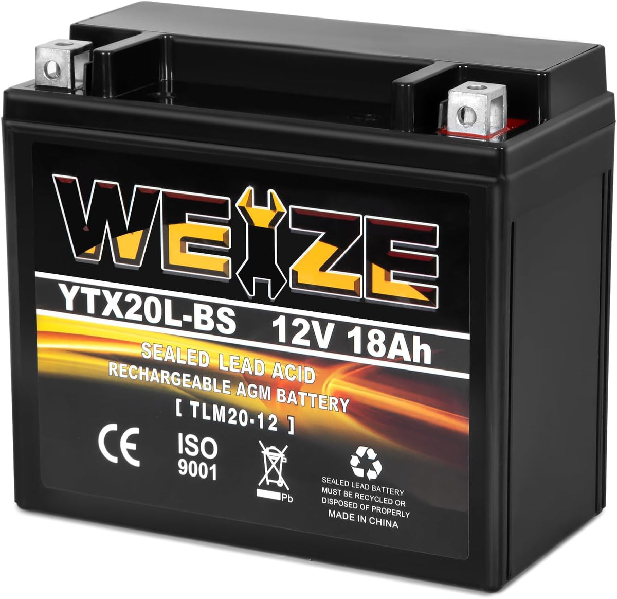 Weize YTX14 BS ATV Battery High Performance - Maintenance Free - Sealed AGM YTX14-BS Motorcycle Battery compatible with Honda Suzuki Kawasaki Yamaha scooter snowmobile