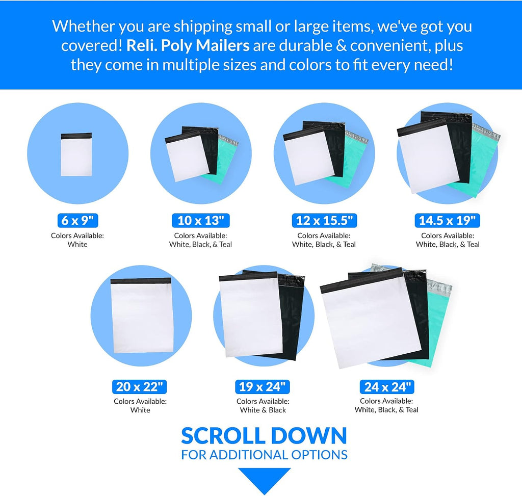 Reli. (125 Pcs) Poly Mailers 19x24", White | Self Sealing