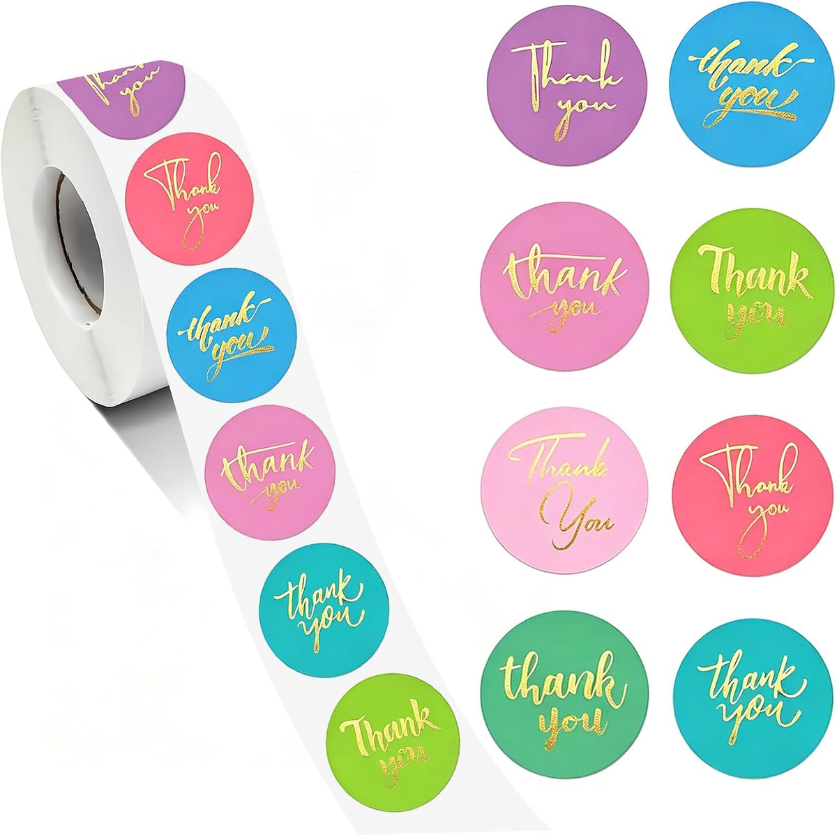 Holographic Thank You Stickers, 1000pcs, 1 Inch, Round