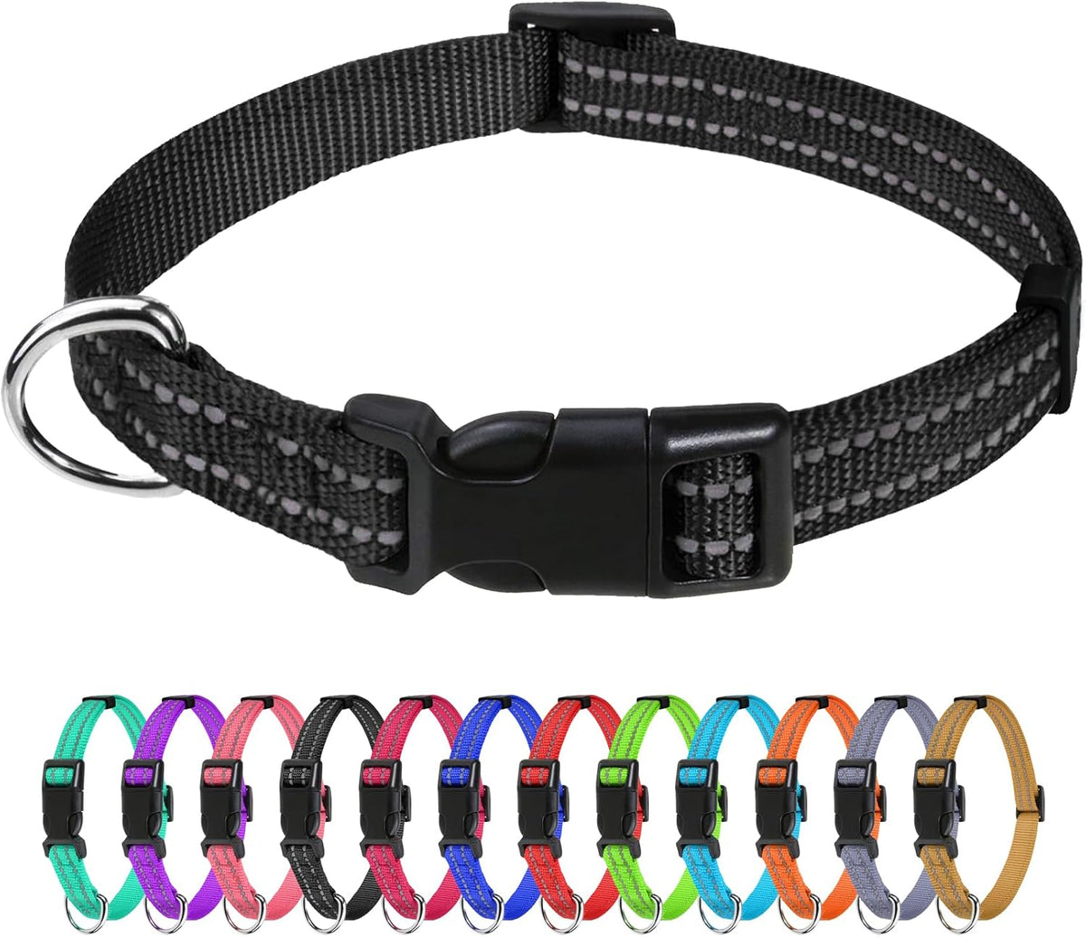 TagME Small Dog Collar, Reflective Puppy Collar, Sky Blue, 3/8" Width