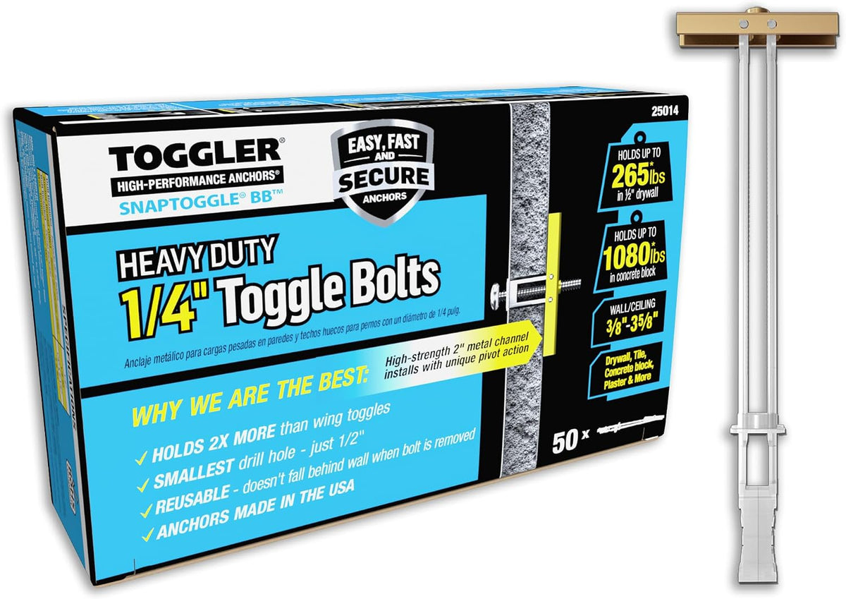 TOGGLER SNAPTOGGLE Drywall Anchors with 1/4-20 Bolts, 20 Pack