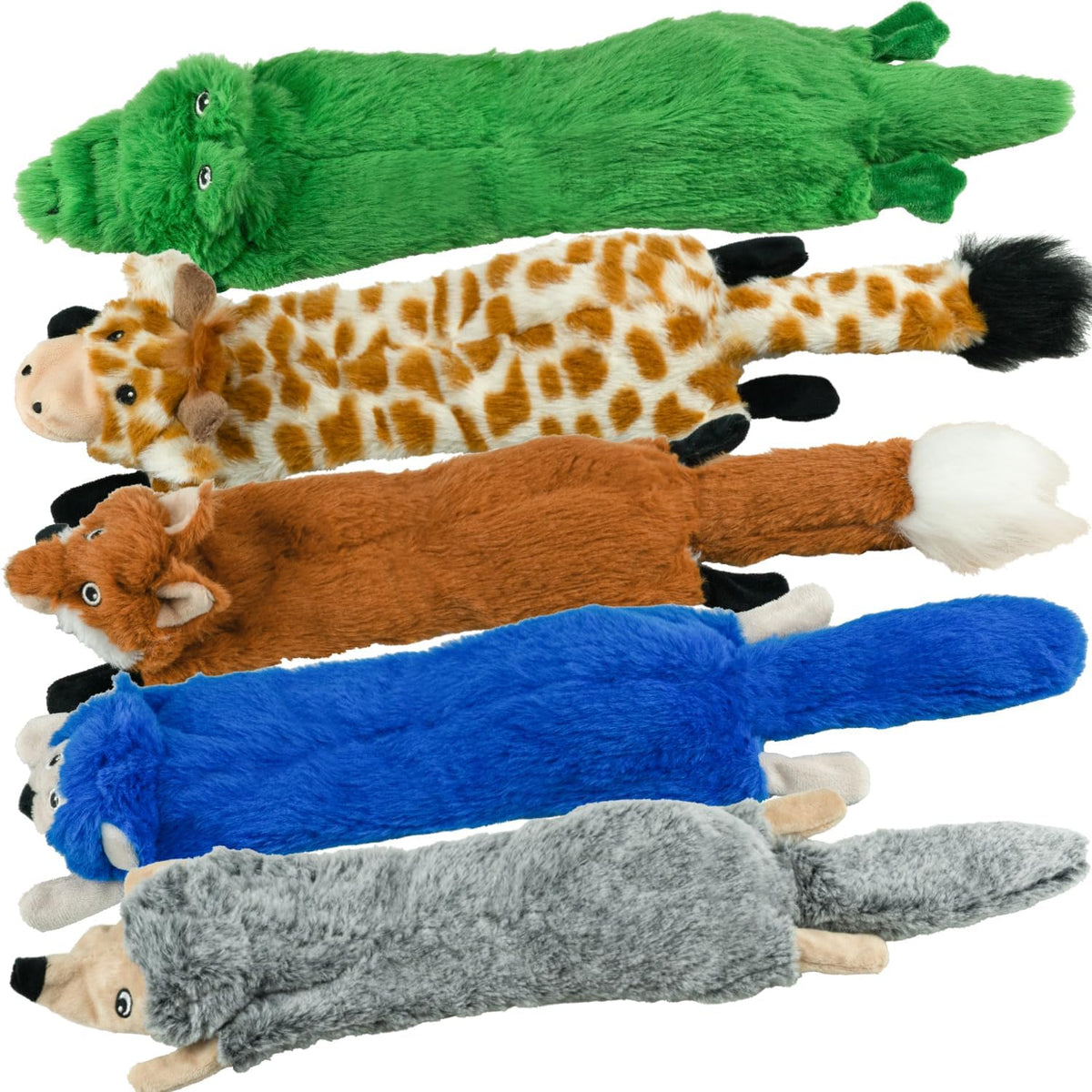 SHARLOVY Dog Squeaky Toys 5 Pack, Pet Crinkle Toy No Stuffing Animals Plush | Dog Chew for Large and Medium, Small Puppy Teething for Boredom