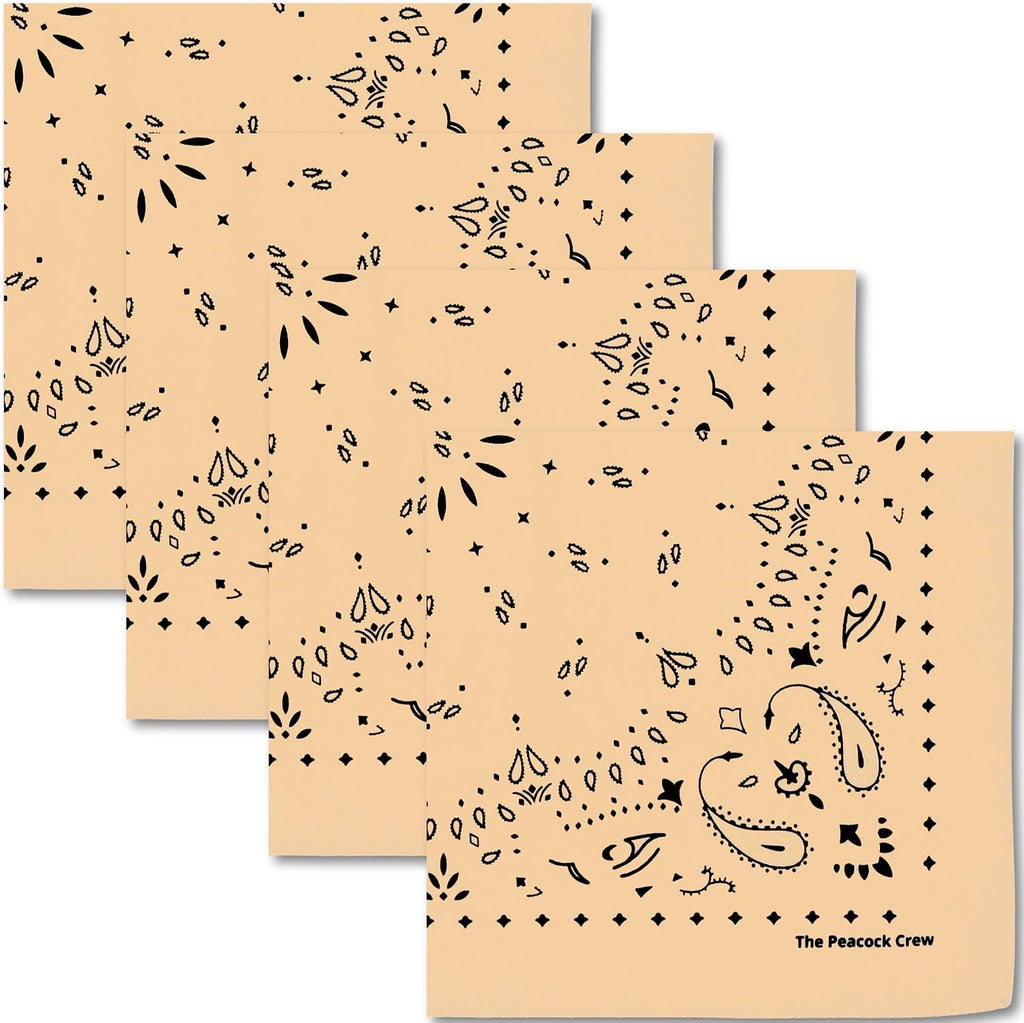 The Peacock Crew Premium Soft Cotton Bandanas Pack for Men and Women Paisley 22 x 22 inches