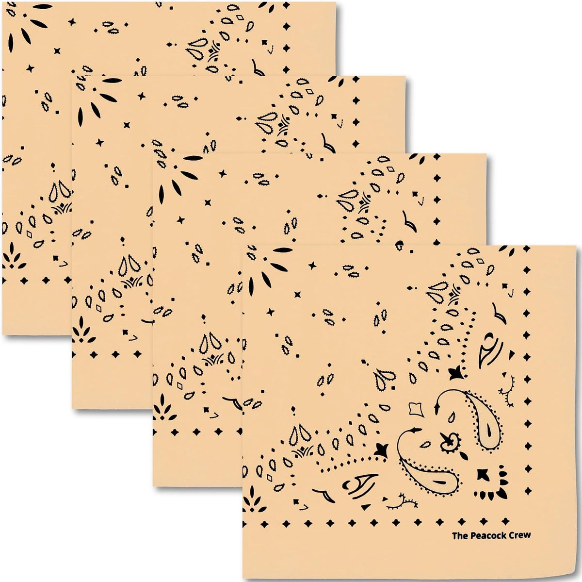 The Peacock Crew Premium Soft Cotton Bandanas Pack for Men and Women Paisley 22 x 22 inches
