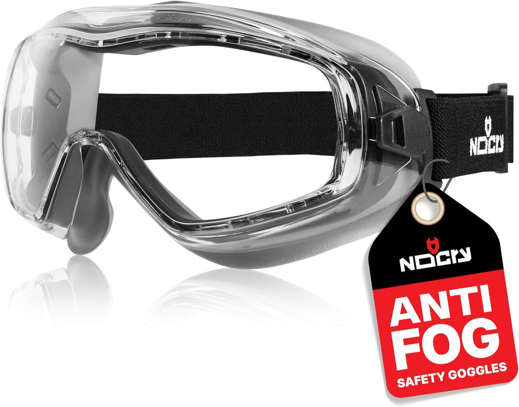 NoCry Clear Anti-Fog Safety Goggles for Lab and Work, ANSI Z87, Adjustable