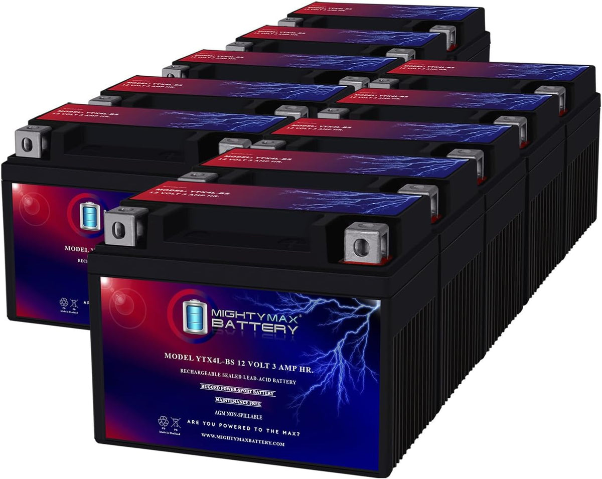 Mighty Max Battery YTX4L-BS - 12 Volt 3 AH, 50 CCA, Rechargeable Maintenance Free SLA AGM Motorcycle Battery