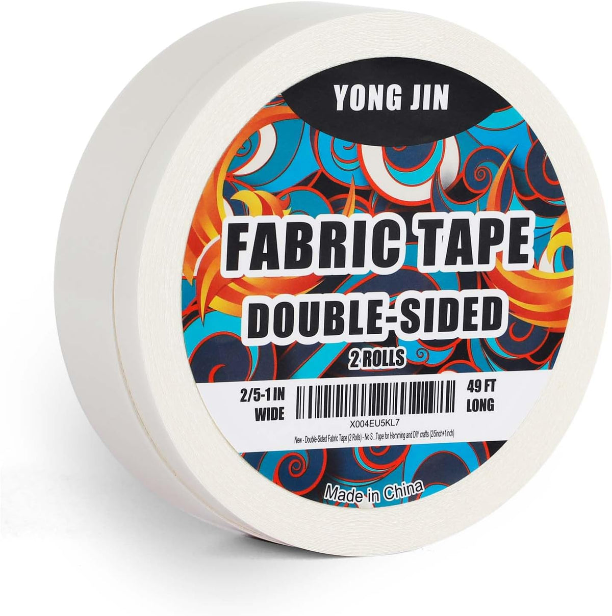 YONGJIN Double-Sided Fabric Tape,Hem Tape No Sew No Iron, 2/5"+1" (2 Rolls)