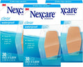 Nexcare Waterproof Clear Bandages For Knee And Elbow, Stays On Skin In The Bath, Shower Or Pool, 2.38 x 3.5 in, 30 Count