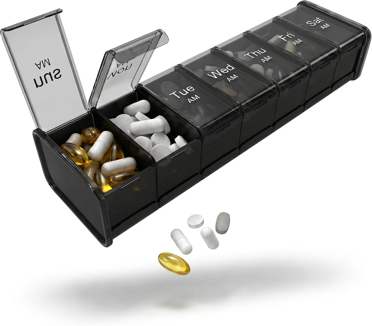Extra Large Pill Organizer- XXL Pill Box 7 Day - Weekly Pill Organizer with AM PM Large Compartments Big Pill Case for Supplements Jumbo Pill Holder for Vitamins Huge Medicine Organizer 2 Times a Day