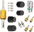 Downhill 16 PCS Air Condition Valve Core Kit, R134A A/C Ducts Pressure Caps and Service Valves, Universal AC System Charging Port Maintain Accessories, for Most Cars, Trucks, SUVs (Black)