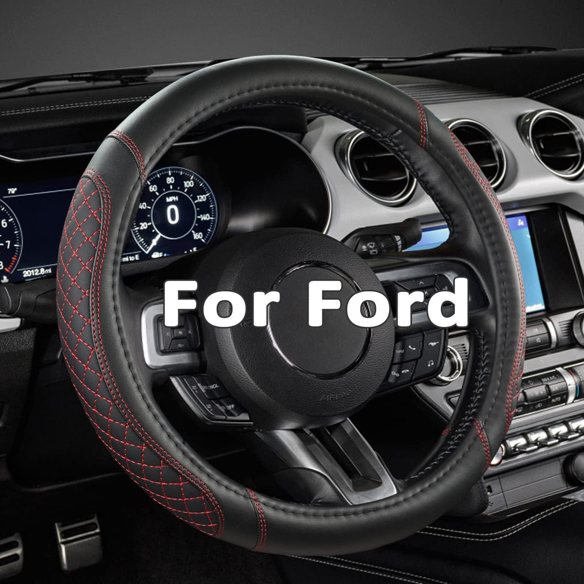 West Llama Customized Auto Car Steering Wheel Cover for Ford F-150, F-250, F-350, Expedition (Black)