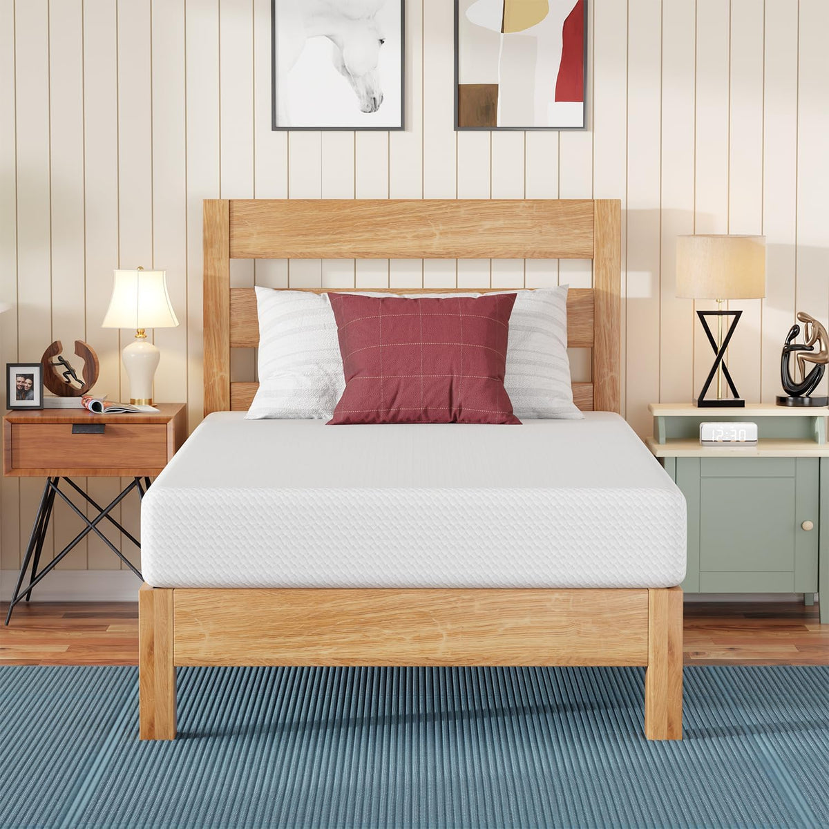 FDW | 8 Inch Twin Mattress | Medium Firm | Gel Memory Foam | White