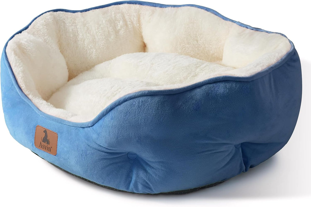 Asvin Small Dog Bed for Small Dogs, Cat Beds for Indoor Cats, Pet Bed for Puppy and Kitty, Extra Soft & Machine Washable with Anti-Slip & Water-Resistant Oxford Bottom, Grey, 20 inches