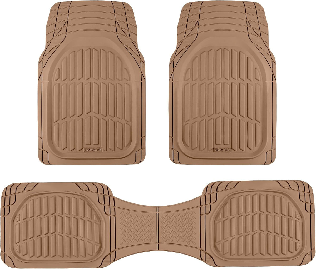Motor Trend FlexTough Floor Mats for Cars, Black Deep Dish All-Weather Car Mats, Waterproof Trim-to Fit Automotive Floor Mats for Cars Trucks SUV, Universal Floor Liner Car Accessories