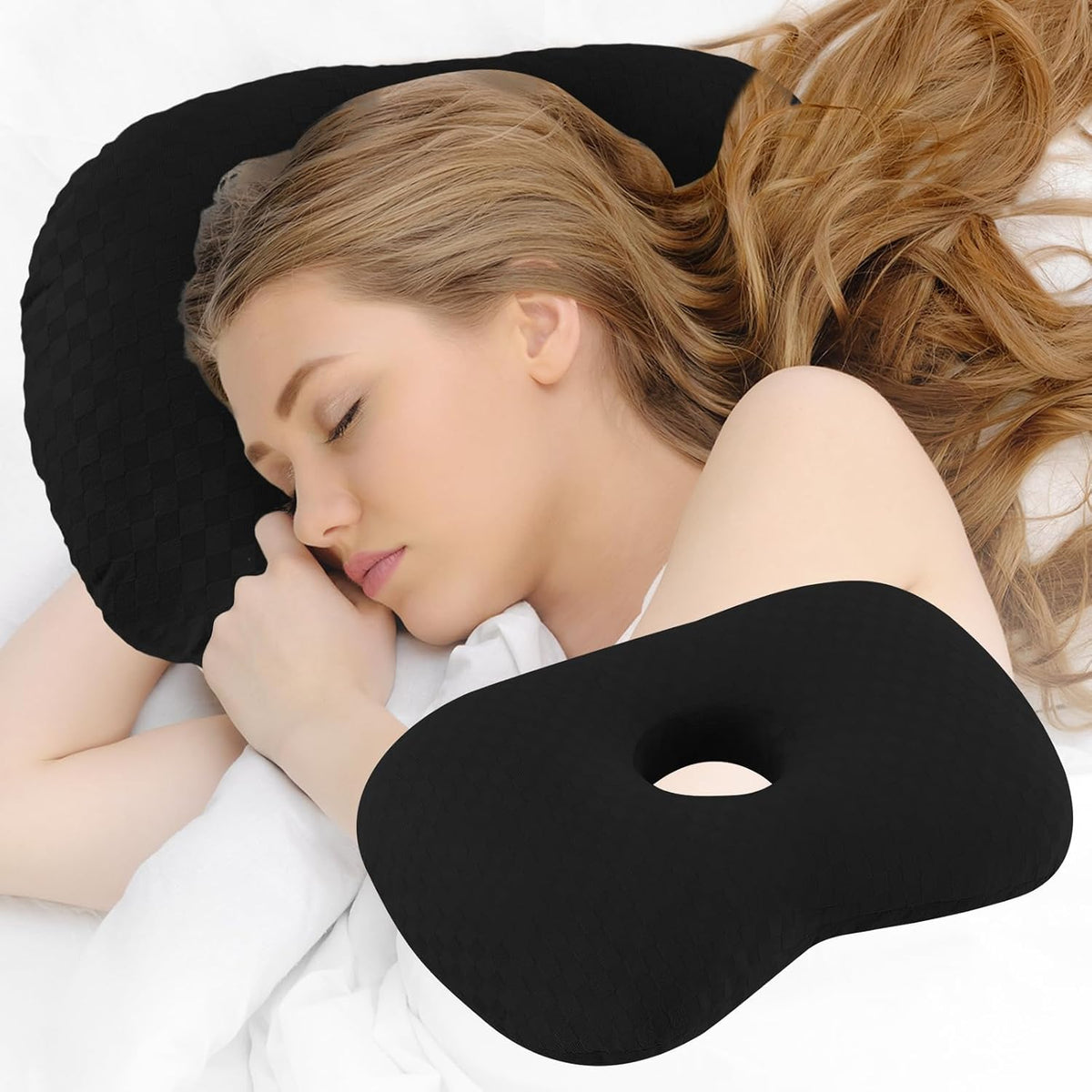 Ear Piercing Pillow, Ear Pillow with Ear Hole for Side Sleepers