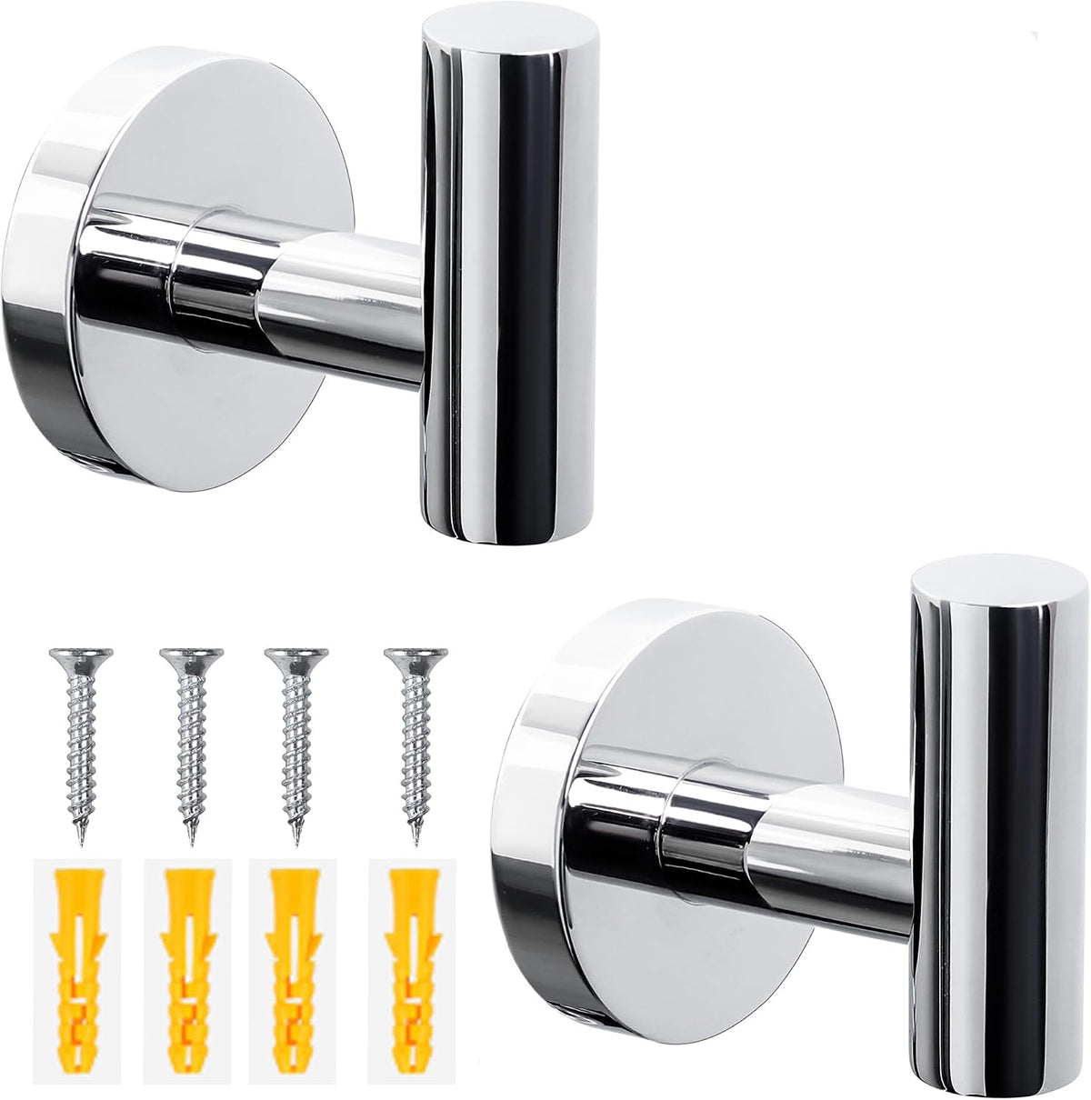 Towel Hooks Bathroom Coat Robe Wall Hook Heavy Duty Door Hanger Towel Robe Clothes Cabinet Closet Sponges Rack for Bathroom Bedroom Kitchen Hotel Pool 4 Packs Black(Drilling Installation)