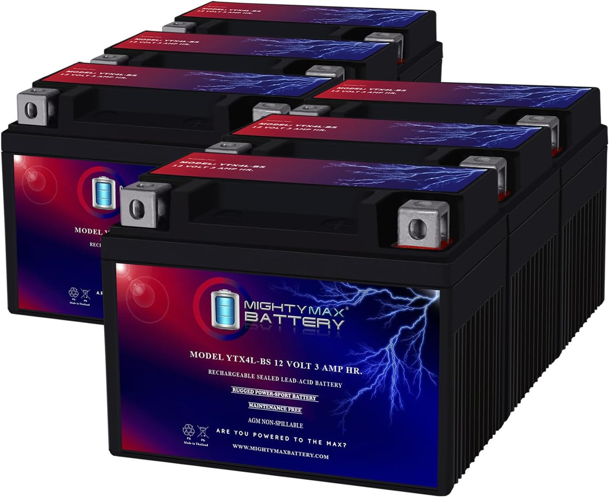 Mighty Max Battery YTX4L-BS - 12 Volt 3 AH, 50 CCA, Rechargeable Maintenance Free SLA AGM Motorcycle Battery